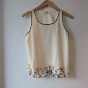 Embellished Ivory Sleeveless Top